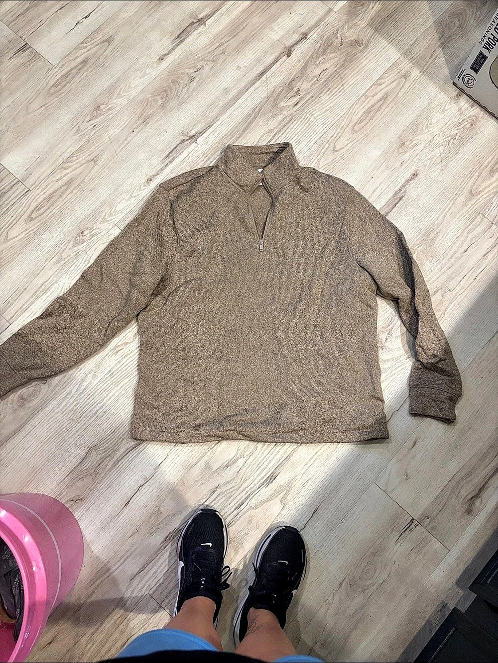 Old Navy Sweater Fleece Quarter-Zip Pullover Brown XL